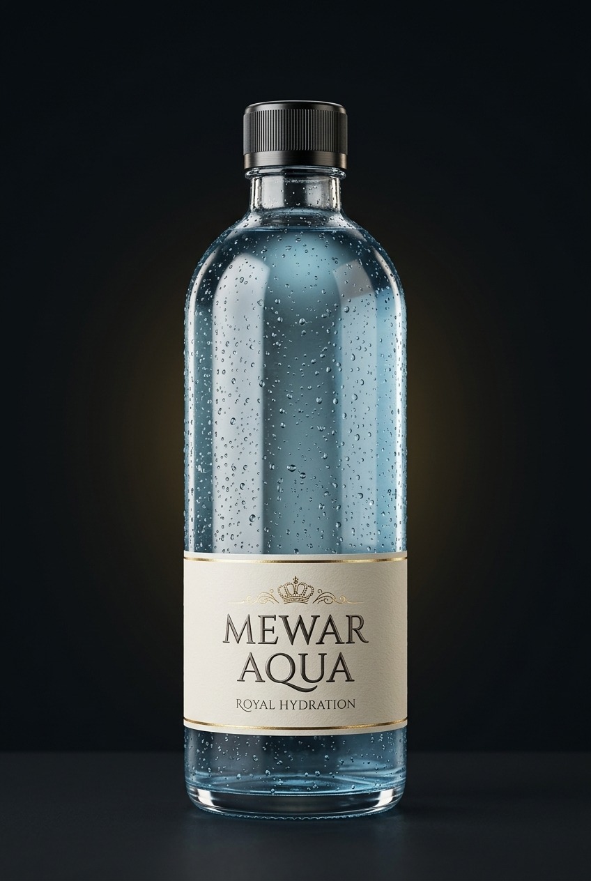 Mewar Aqua premium glass bottle with cream label